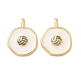 Colgantes de esmalte de bronce, encantos redondos, real 18 k chapado en oro