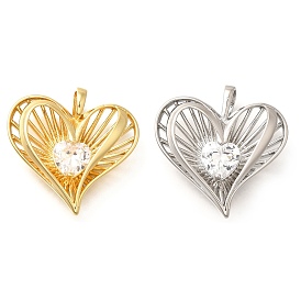 Латунные микро проложить кубического циркония подвески, без кадмия и без свинца, полые прелести сердца