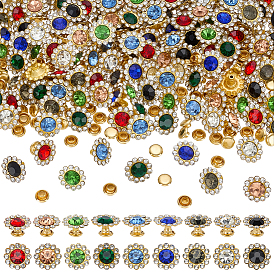 162 шт. 9 цвета латунные заклепки со стразами, полукруглые заклепки, заклепки столкновения, цветок, золотые