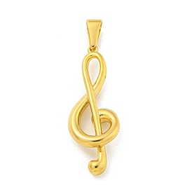 Ion Plating(IP) 304 Stainless Steel Pendants, Musical Note Charm
