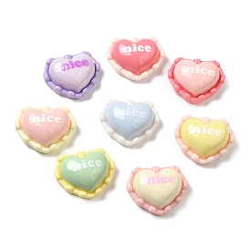 Opaque Resin Cabochons, Heart with Word Nice