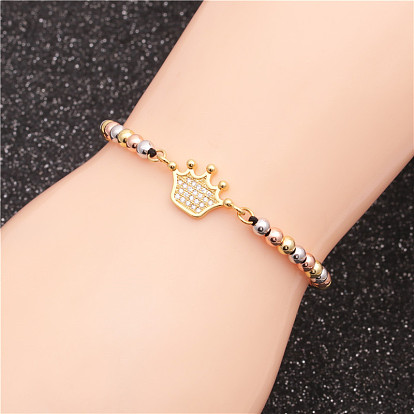 Colorful Beaded Bracelet with Crown and Tree of Life Charm for Women