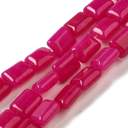 Окрашенные природные белый нефрит бисер пряди, прямоугольные, камелия