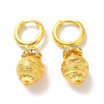 Clear Cubic Zirconia Oval Dangle Hoop Earrings, Brass Jewelry for Women