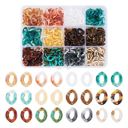 360 шт 12 цвета прозрачные акриловые соединительные кольца, разъемы для быстрой связи, для изготовления ювелирных цепочек, два тона, Стиль имитация драгоценных камней, твист