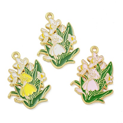 Подвески из эмали и сплава, золотые, цветочный шарм