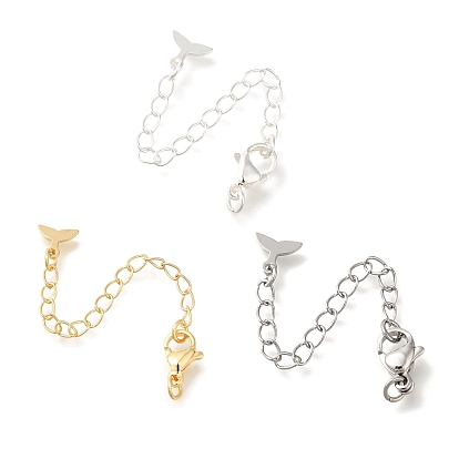 Карабин-лобстеры, латунные, с концевыми цепочками и подвесками в виде рыбьего хвоста