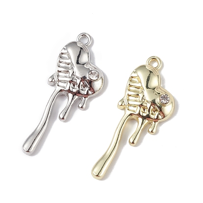 Alloy Rhinestone Pendants, Melting Heart Charms