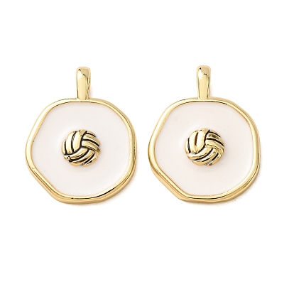Colgantes de esmalte de bronce, encantos redondos, real 18 k chapado en oro