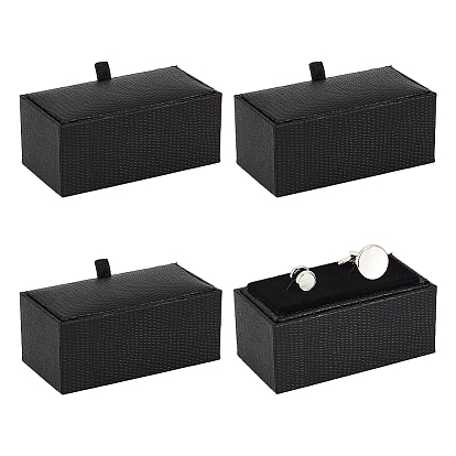 Пластиковые 2 коробки для хранения подарочных запонок, бархатом внутри, прямоугольные