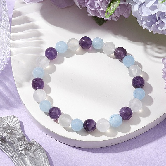 Браслеты из натуральных и синтетических смешанных драгоценных камней, эластичные нити для женщин