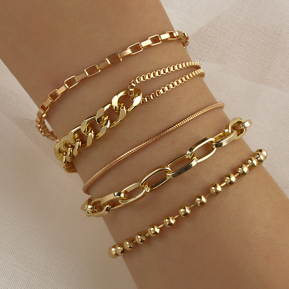 Boho Chic 5-Piece Jewelry Set for Women - Snake Chain, Beaded Bracelet & Necklace Combo