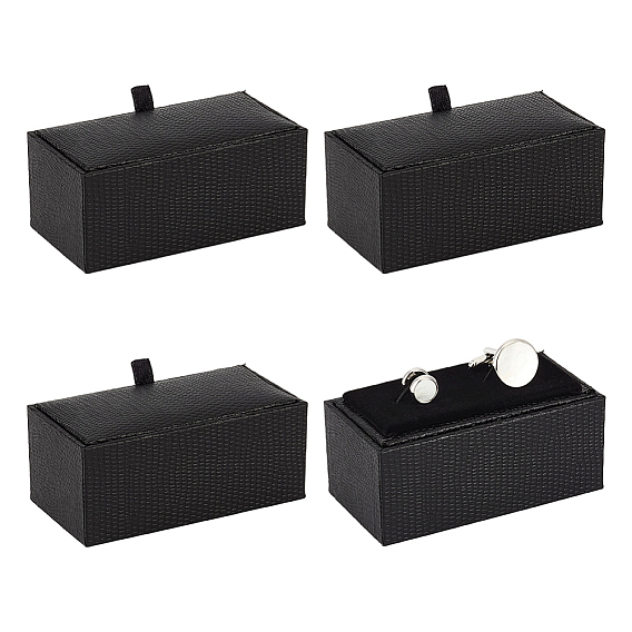 Пластиковые 2 коробки для хранения подарочных запонок, бархатом внутри, прямоугольные