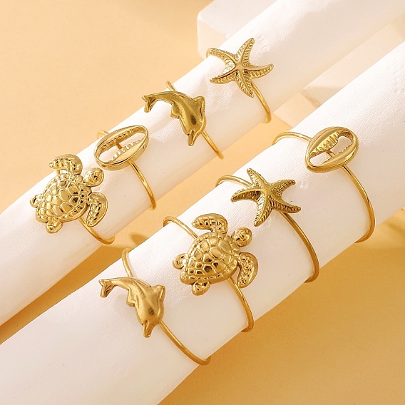 Кольца-манжеты для пальцев ног из сплава и нержавеющей стали с морским мотивом, золотые