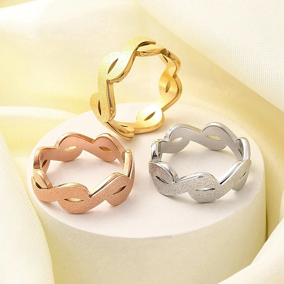 Текстурированная бесконечность 304 перстень из нержавеющей стали для женщин, ионное покрытие (ip)