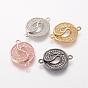 Brass Micro Pave Cubic Zirconia Links, Flat Round