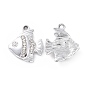 Alloy Crystal Rhinestone Pendants, Fish Charms