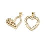 Латунные микропаве прозрачные подвески с фианитом, долговечный, стойки покрытие, без свинца и без кадмия, шарма сердца