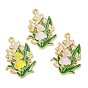 Подвески из эмали и сплава, золотые, цветочный шарм