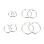 304 Stainless Steel Hoop Earrings for Women, Ring Shape, Mixed Size