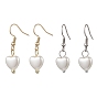 2 пары 304 серьги-подвески из пластика и нержавеющей стали с жемчужинами, сердце