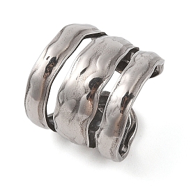 304 Stainless Steel Cuff Rings for Women, Wave