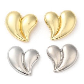 Rack Plating Brass Stud Earrings, Heart Shape, Long-Lasting Plated