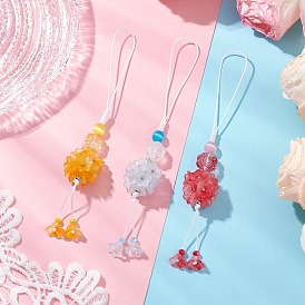 Стекло подвесные украшения, с оплеткой нейлоновой нити, цветок