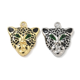 Rack Plating Brass Pendants, Long-Lasting Plated, Lead Free & Cadmium Free, Leopard Charms