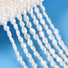 Brins de perles de culture d'eau douce naturelles, deux faces polies