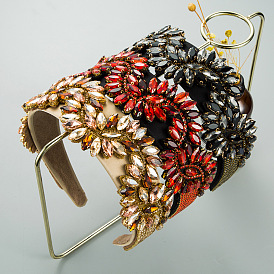 Baroque Vintage Hair Accessories - Colorful Rhinestone Adult Headband, S-shaped Design.