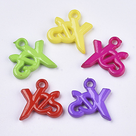 Opaque Acrylic Pendants, with Word Yes