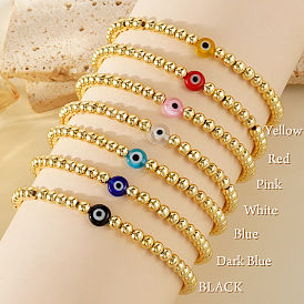 Браслеты из круглых бусин из золотой латуни, стеклянные бусины от сглаза для женщин