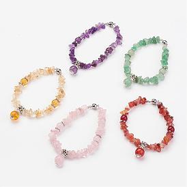 Natürlichen Edelstein Perlen Armbänder, mit Messing-Magnetverschluss