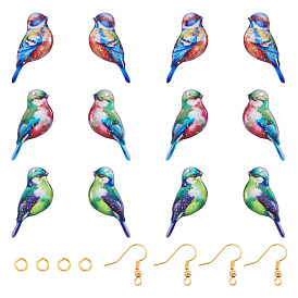 Ювелирные изделия, включая 6наборы прозрачных подвесок из эпоксидной смолы в виде птиц, 12шт. латунные крючки для сережек и соединительное кольцо