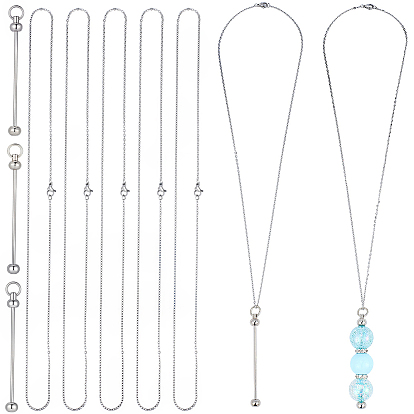 6 шт. 304 ожерелья из нержавеющей стали с цепочкой, с 6шт. железных прутьев, брелоков с бусинами