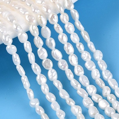 Brins de perles de culture d'eau douce naturelles, deux faces polies