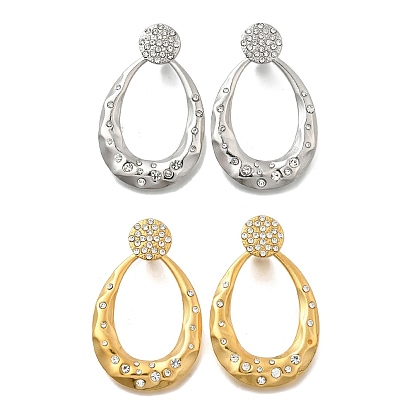 304 из нержавеющей стали болтаться серьги, со стразами, ионное покрытие (ip), слеза