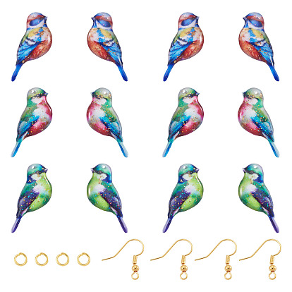 Ювелирные изделия, включая 6наборы прозрачных подвесок из эпоксидной смолы в виде птиц, 12шт. латунные крючки для сережек и соединительное кольцо