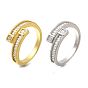 Регулируемые кольца для пальцев с микропаве из прозрачного кубического циркония из латуни, широкая полоса кольца, без кадмия и без свинца, унисекса