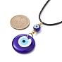 Evil Eye Lampwork Pendant Necklace, with Waxed Polyester Cords