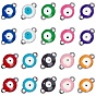 Vacuum Plating 304 Stainless Steel Enamel Links Connectors, Flat Round with Evil Eye
