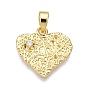 Латунные микро проложить кубического циркония подвески, без кадмия, без никеля и без свинца, подвески в виде сердца с текстурой листа