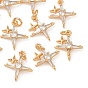 SHEGRACE Brass Pave Clear Cubic Zirconia Pendants, Star Charms, with Jump Ring, Cadmium Free & Lead Free & Nickel Free