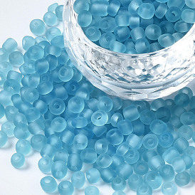Perles de rocaille en verre, couleurs givrées, transparent , ronde