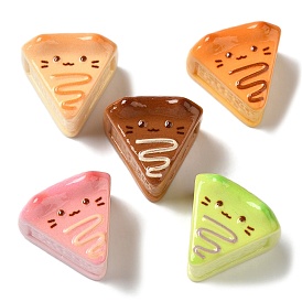 Opaque Resin Imitation Food Decoden Cabochons, Triangle Cat Shaped Cheese