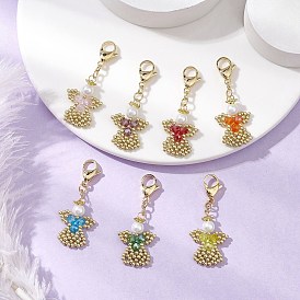 Подвеска в виде ангела из стеклянного жемчуга и стеклянных бусин, с 304 из нержавеющей стали Lobster Claw застежками