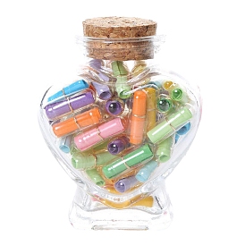 Heart Glass Cork Bottles Ornament, with Paper Note inside, Wishing Bottles for Home Decoration