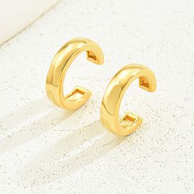 Concise Style Smooth Brass Cuff Earrings, Unisex Earrings