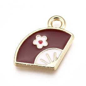 Alloy Charms, with Enamel, Fan with Flower
